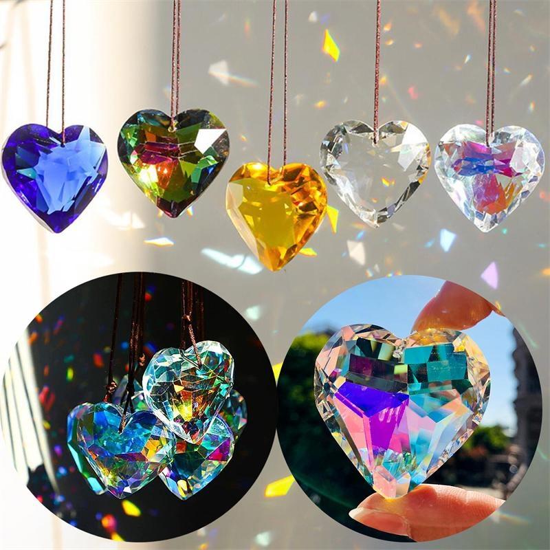 1 шт., хрустальный кулон в форме сердца, автомобильные подвески, люстра, орнамент, освещение, подвеска, аксессуары для рукоделия, хрустальное сердце, призма, ловец солнца, украшение