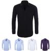 Striped Turn-down Collar Men Shirt French Cuff Button Long Sleeve Buttons Closure