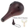 6 Holes Alto C Tone Ocarina Ceramic Black Flute Instrument for Beginner with Hang Rope