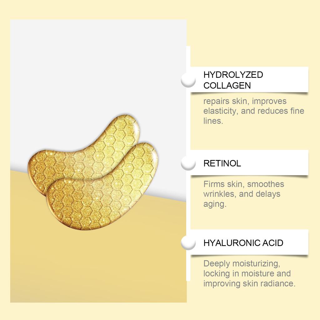 24-каратное золотое покрытие для глаз, разглаживающее мелкие морщинки, мешки под глазами, средство от отечности, темных кругов, увлажняющее, питающее, ретинол, коллагеновая лифтинг-маска