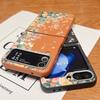 Garden Flower Case For Samsung Galaxy Z Flip 6 5 4 3 Capa Leather Texture Silicone Folding Cover For Samsung Z Flip6 Flip5 Flip4