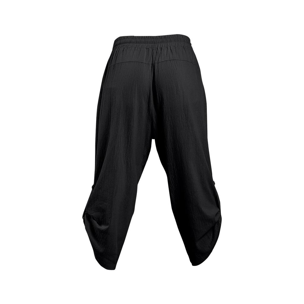 Мужские летние повседневные укороченные брюки на шнурке Мужские дышащие укороченные брюки из хлопка и льна