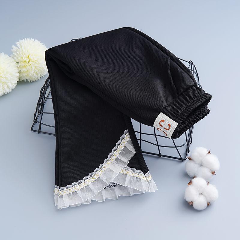 Girls' Pants for Spring and Autumn Children's Spring Pants for Outerwear Black Girls' Elastic Micro Flared Pants