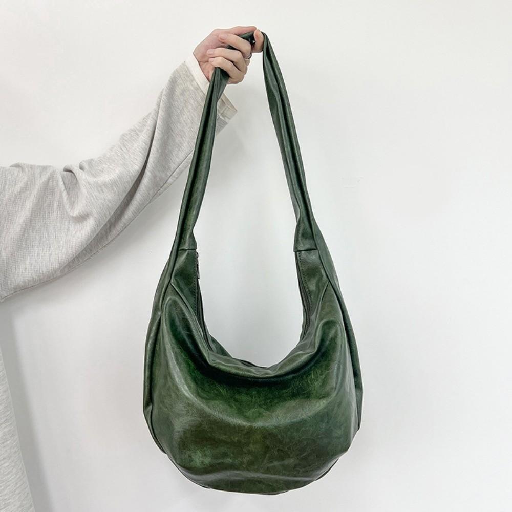 Japanese Style PU Leather Shoulder Bag Large Capacity Crossbody Bag Portable Male Dumpling Bag Man