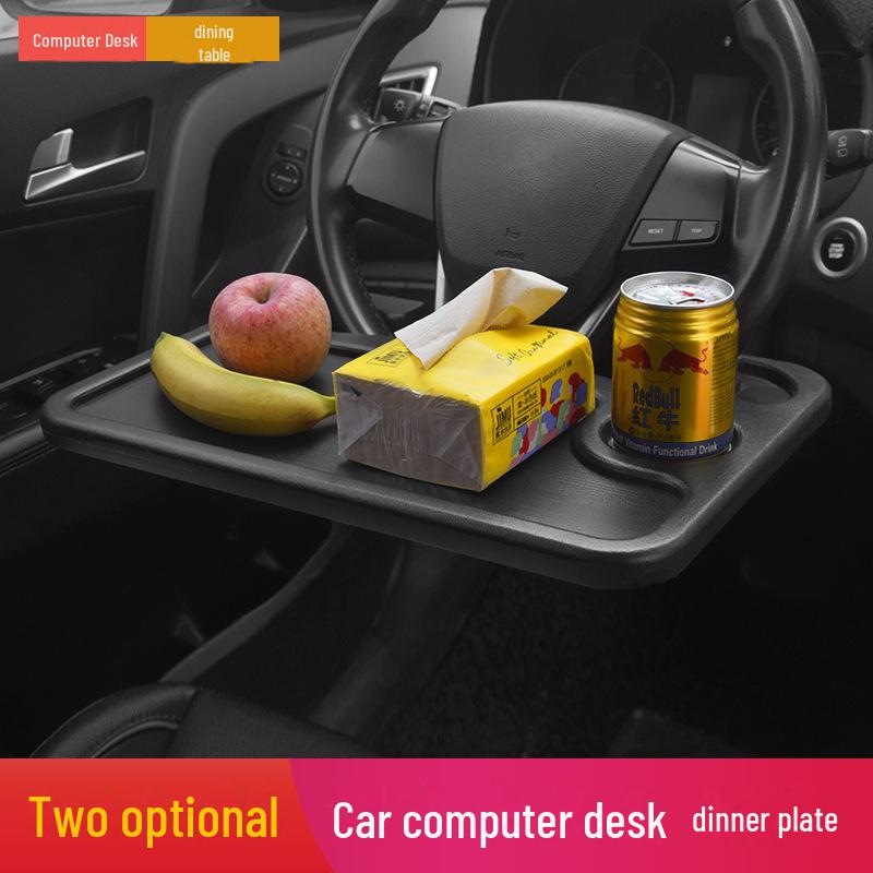 Car Steering Wheel Tray: Portable Writing Board and Dining Table with Storage Area