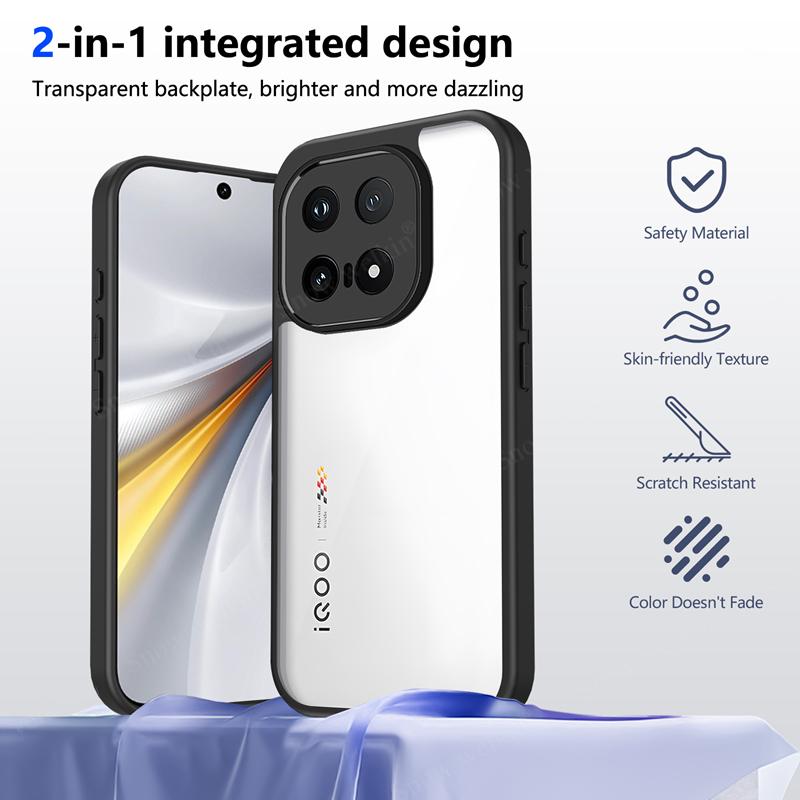 Прозрачный силиконовый чехол для Vivo iQOO 15 13 iqoo15 iqoo13 PC Задняя панель TPU Бампер Ударопрочный Прозрачный Чехол для телефона Крышка