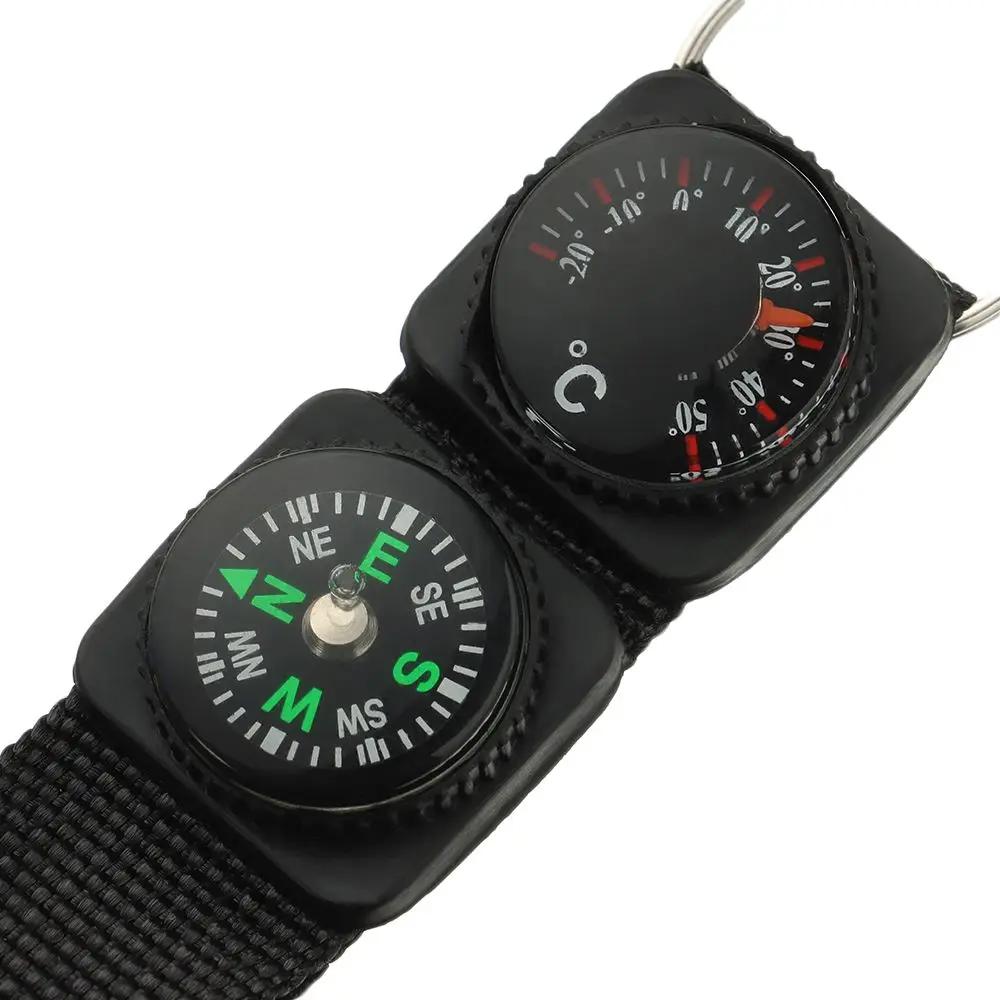 1pc Survival Multifunction Outdoor Hiking Compass Thermometer Carabiner W Keychain Mini Carabiner Hanger DIY Key Ring