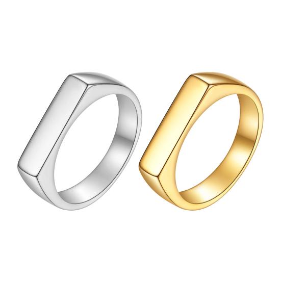 Vintage Unisex Ring Pure Color Polished Titanium Steel Flat Surface Simple Style Luster Multi Sizes Anti-Rust Lightweight Finger Jewelry