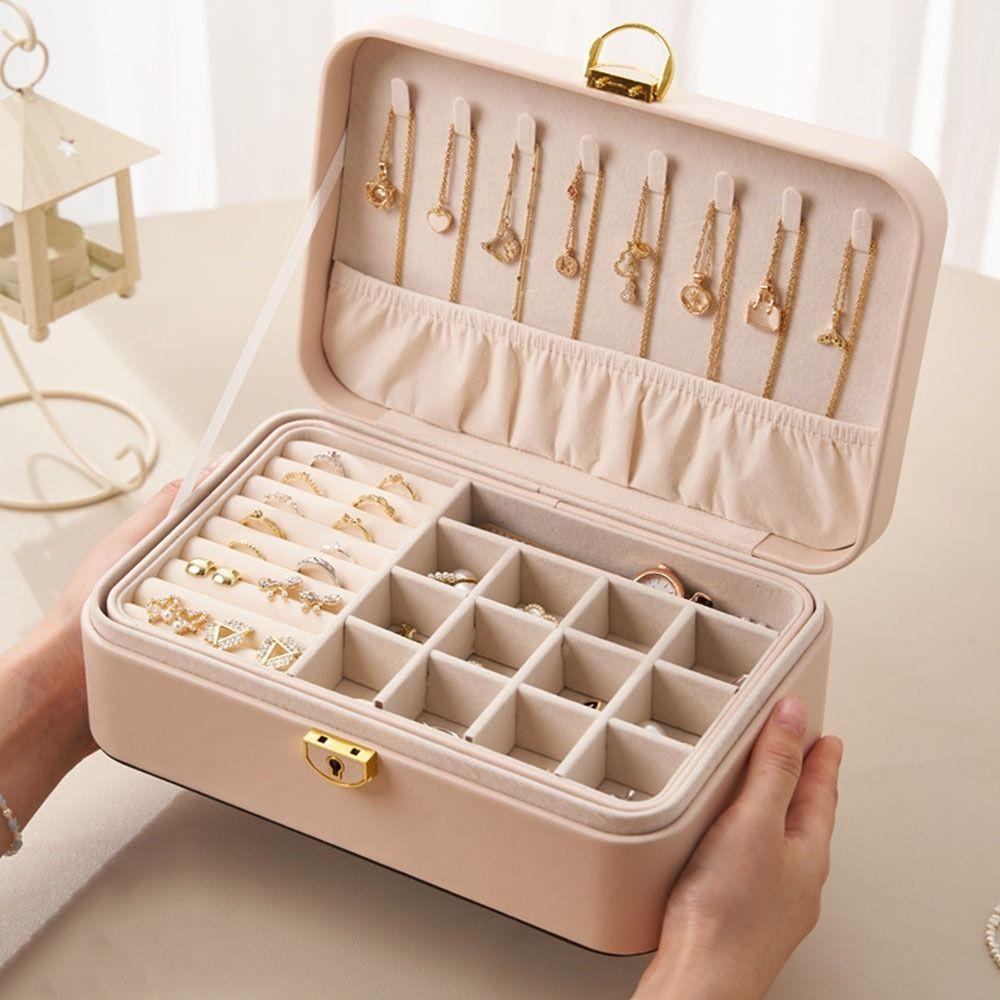 Space Saving Double-Layer Jewelry Storage Box Large Capacity Jewelry Storage Case  Ring