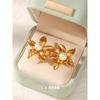 European & American INS-Style Pearl Flower Titanium Steel Earrings - 18K Gold Petal Design, Fashionable Light Luxury