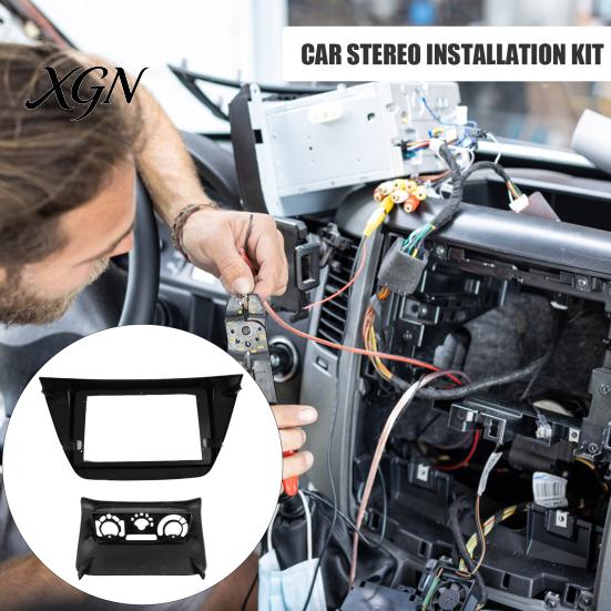 Double Din Fascia 9 Inch Car Radio Dash Kit for Lancer IX 2006, Navigation ABS Plastic Faceplate Installation Panel, Center Console Replacement Frame