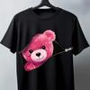 Adorable Bear Zip Pattern Printed Short-sleeved Cotton T-shirt Summer Unisex Men's and Women's Casual Loose Fashion Clothing