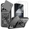 Protective Case - E.F.CONNECTION - for Xiaomi 15T Pro - with Lens Cover - Black - 2 Tempered Glasses