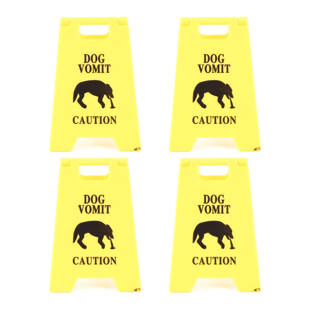 4Pcs Dog Vomit Sign 3D Printing Wear Resistant Multifunctional Dog Vomit Warning Sign Decoration
