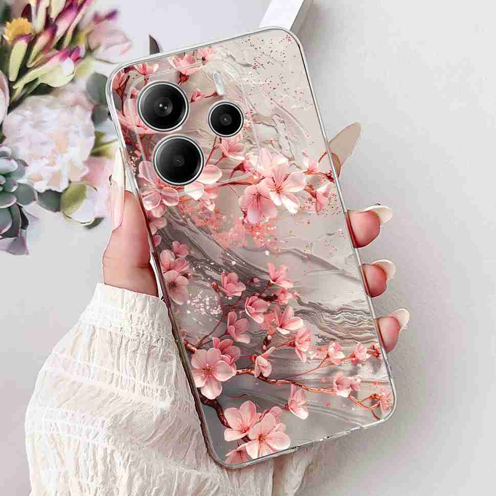 Чехол для Xiaomi Redmi Note 14 Pro 5G, красивый чехол с цветочным сердцем, мягкий силиконовый корпус для Redmi Note 14 Note14 4G, чехол