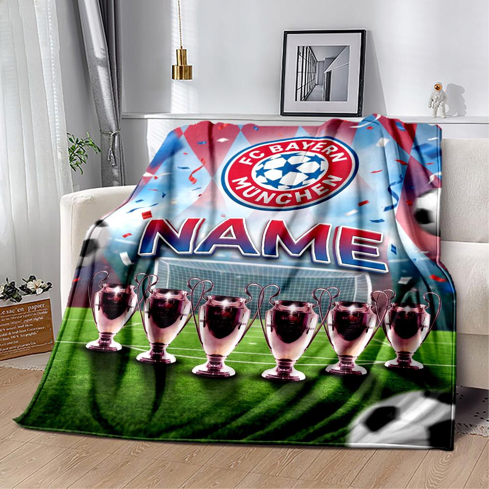 Bayern Munich Soccer Poster Personalized Name Blanket Lightweight Personalized Blanket Ultra-Soft Versatile for Bedding Seaside Bed Sofa