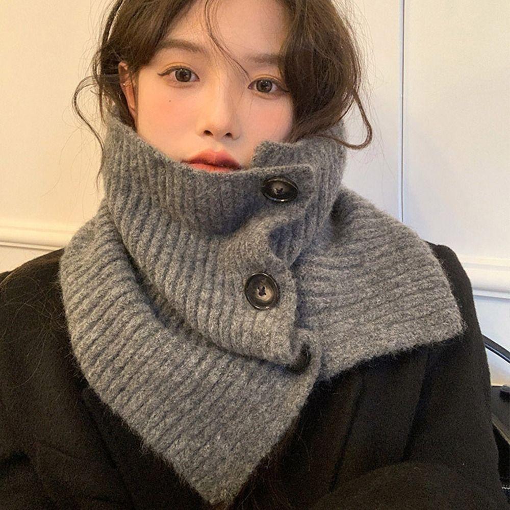 Knitted Knitted Scarf Solid Color Neck Warmer Fashion Cross Scarf Women