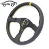 14 Inch 350MM Sim Racing Steering Wheel JDM Real Leather Universal Car Accessoires Yellow Black O24SM1127P