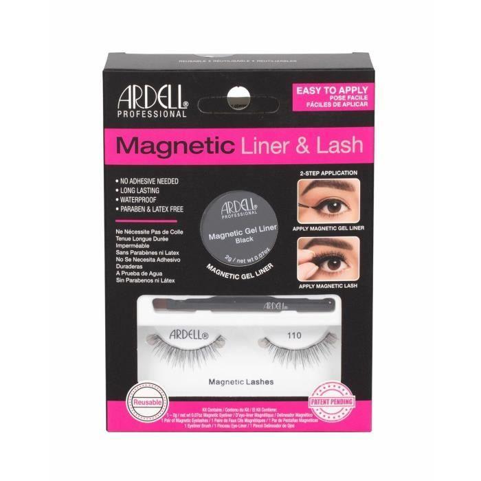 Faux cils - ardell - 110 - noir - kit avec gel magnétique - réutilisables