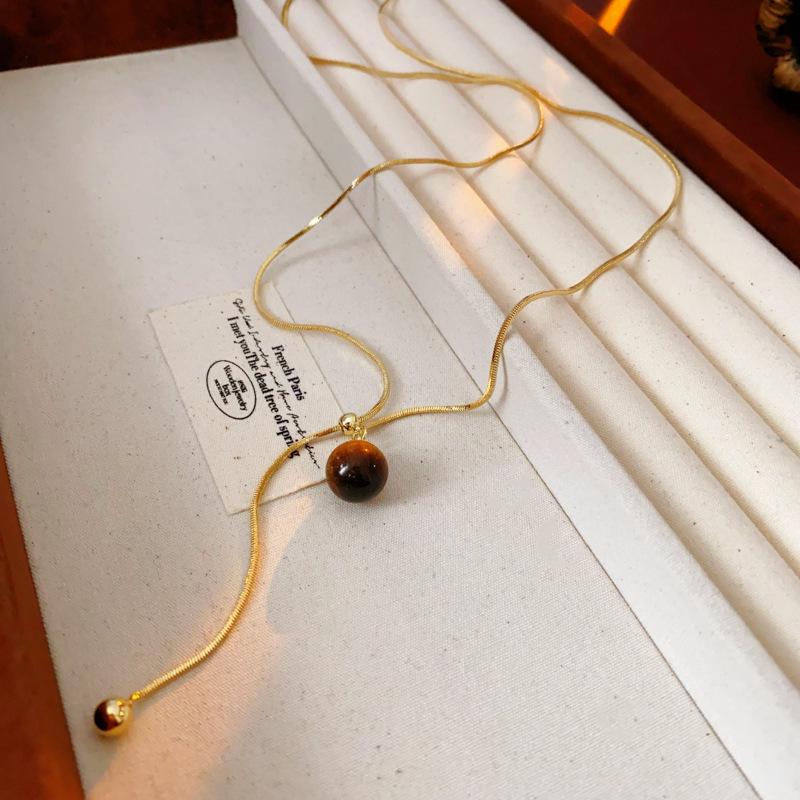 Ожерелье Han Luo с тигровым глазом, покрытое 18-каратным золотом - Ретро, Высококлассный аксессуар на ключицу