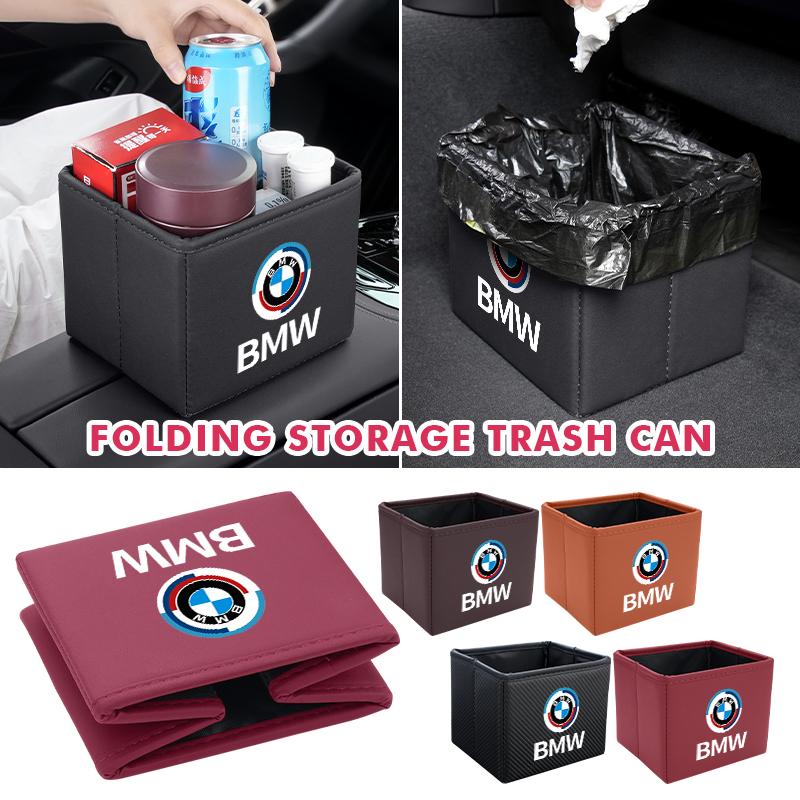 Car Trash Can Leather Folding Interior Storage Bag Accessory For BMW G01 G02 F15 F16 G05 G06 G07 F07 G30 F40 F44 F34 F30