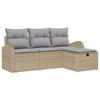 VidaXL Ensemble de Canapé de Jardin 4 Pièces avec Coussins Beige Rattan Poly 3359049