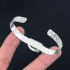 Gift For Women Bangle Crescent Moon Adjustable 925 Silver Natural Moss Prehnite