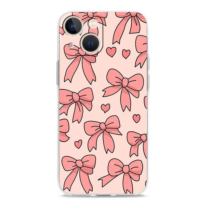 Чехол для телефона iPhone 17 Чехлы iPhone Air 16 15 12 13 14 Pro Max 7 8 Plus 16Pro iPhone11 Мягкий чехол Милое розовое сердце Бант