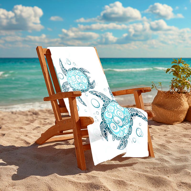 1Pc Oceanic Sea Turtle Art Beach Towel, Quick Dry, Multi-Use for Beach Pool Gym Yoga Home Travel, Christmas, Halloween, Xmas Gift M928741
