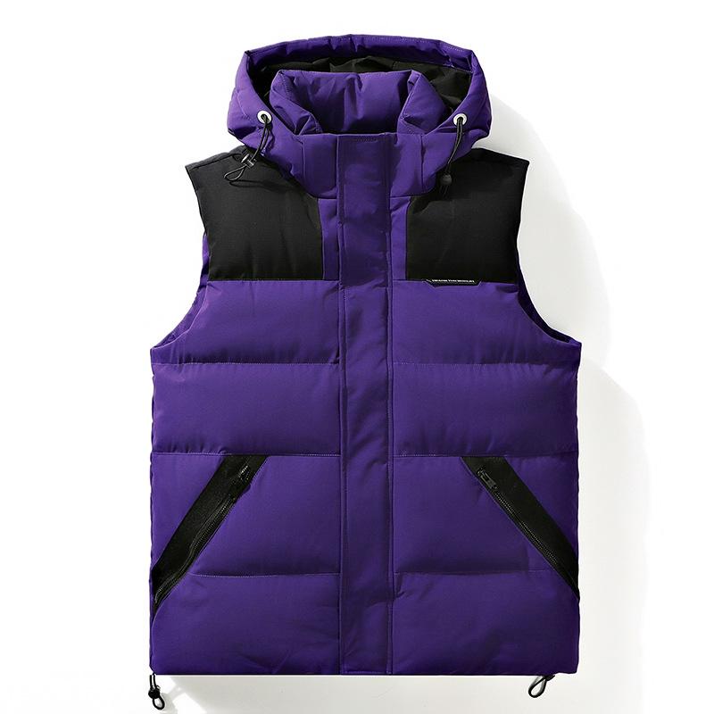 Мужской модный хлопковый жилет с капюшоном - Без рукавов, плотный и теплый для осени/зимы, унисекс.