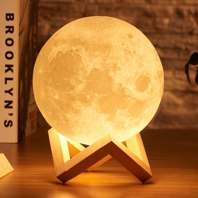 Прямая поставка, перезаряжаемая лунная лампа с 3D принтом, светодиодный ночник, креативный сенсорный переключатель, лунный свет для украшения спальни, подарок на день рождения