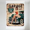 Винтажная металлическая жестяная табличка Route 66 Ретро Женщина и Классический Автомобиль Декор Гаража для Мужской Комнаты Бара Домашнего Настенного Искусства