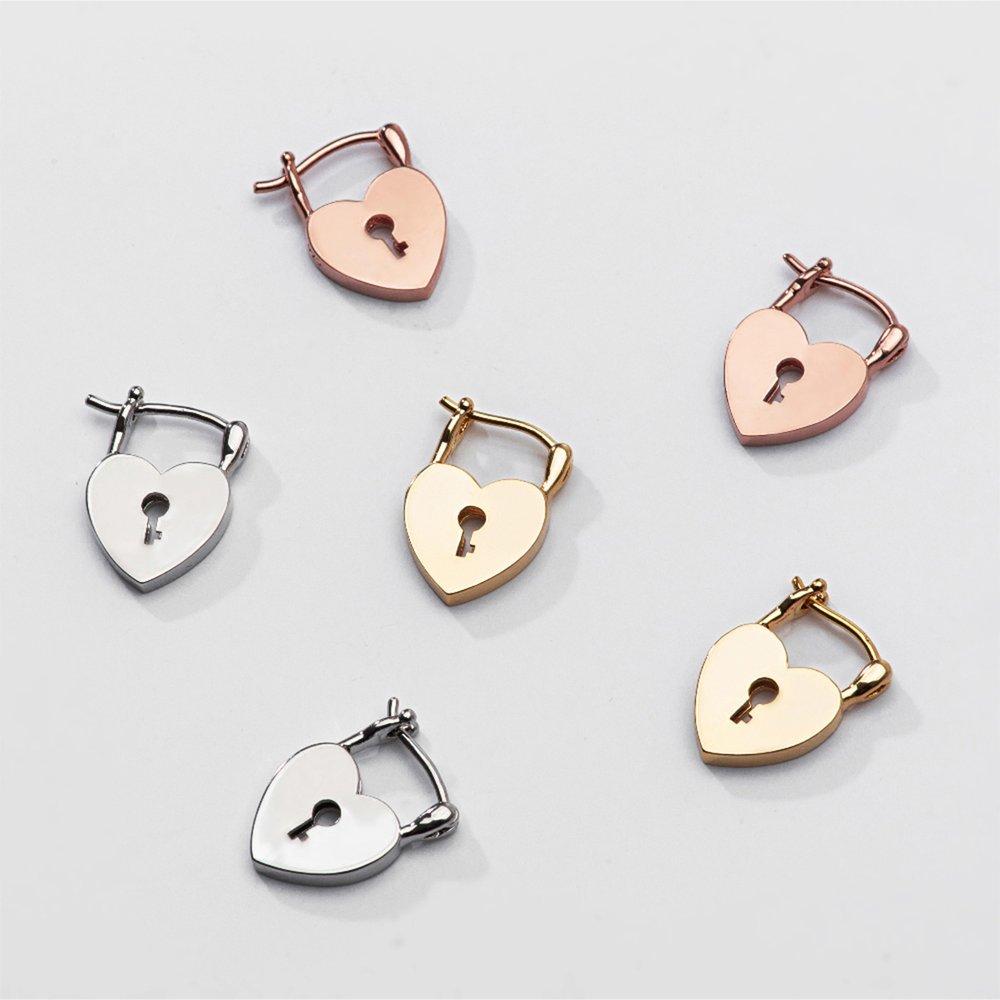 Heart Keyhole Min Silver Resin Earrings