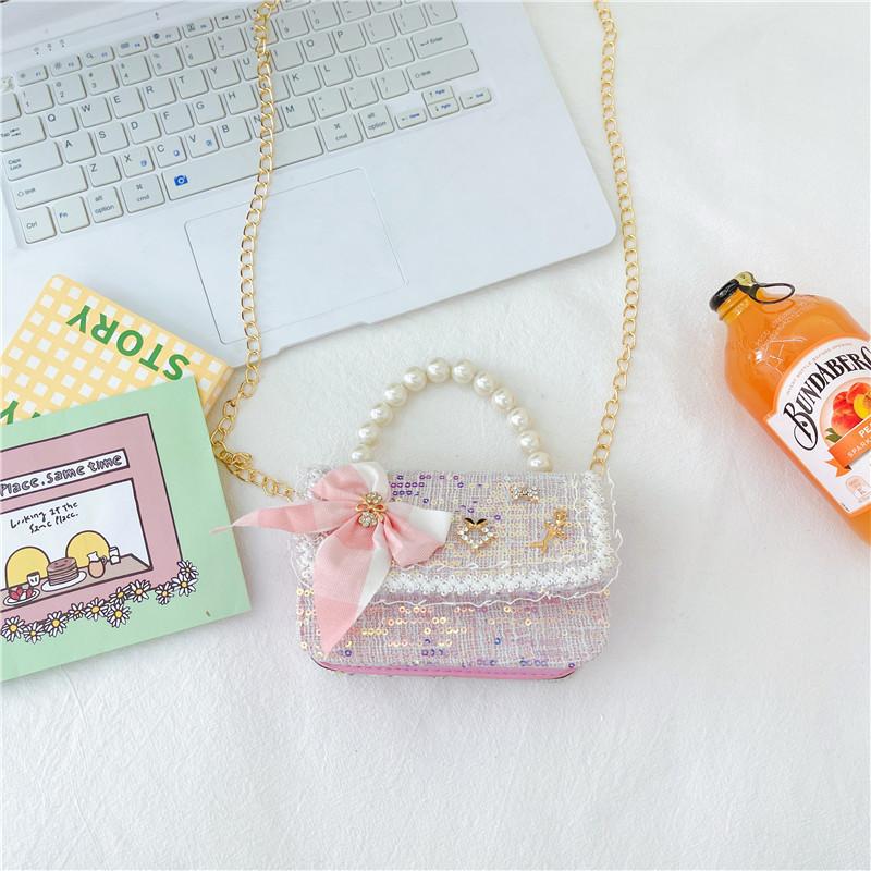 Adorable Mini Pearl Handbag For Girls Charming Chain Shoulder Bag For Children
