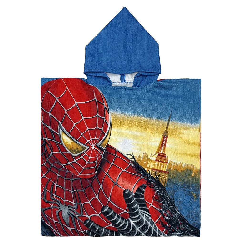 Ultra-Fine Fiber Cartoon Print Kids' Hooded Bath Towel Poncho
