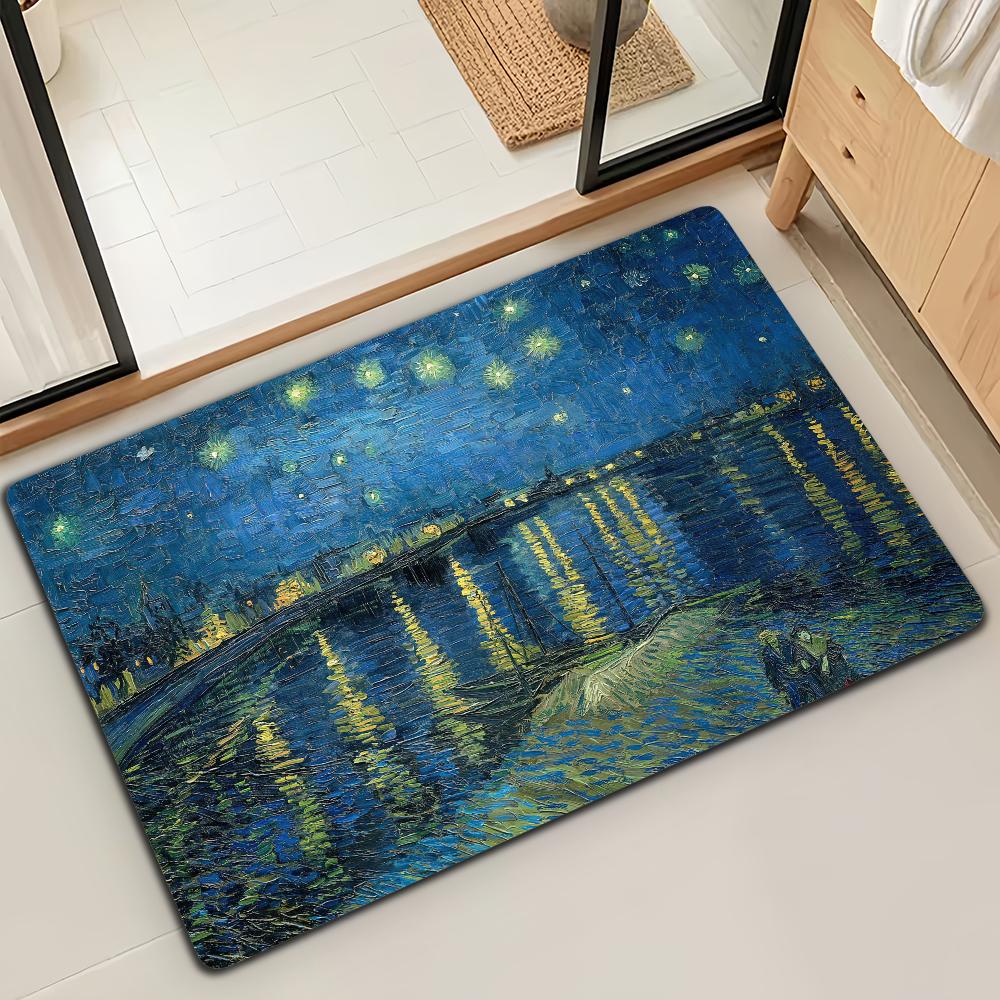 Коврик для двери, коврик для ванной, коврик для пола Lotus M-Monet, масляная живопись, микрофибра, декоративный, универсальный, фланелевый, быстросохнущий, впитывающий, нескользящая подошва
