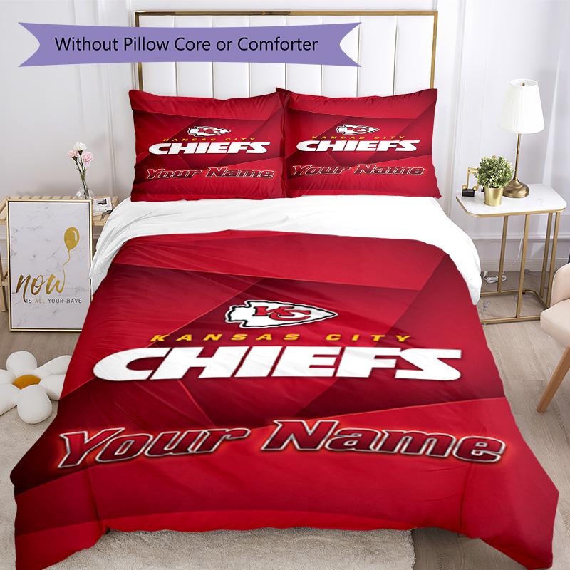 Kansas City Football Customize Your Name Bedding Set Breathable Duvet Cover With Pillowcases Decorative Bed Linen For Bedroom Home Decoration Birthday