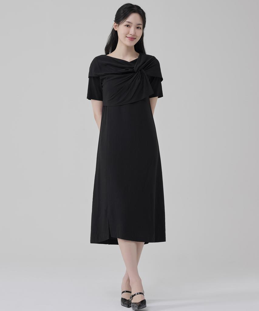 Hye Young Kim Silk Interlace Short Sleeve Dress - Black