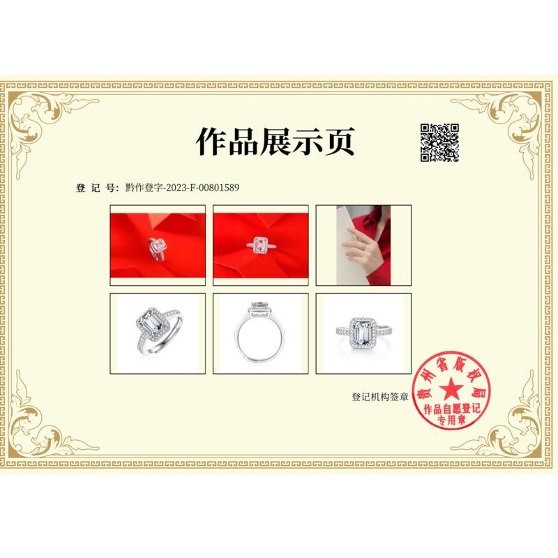 Bague Ringen S925 Silver Set 1ct/2ct Square Moissanite Princess Women's Fashion Gift Living Ring Jewelry