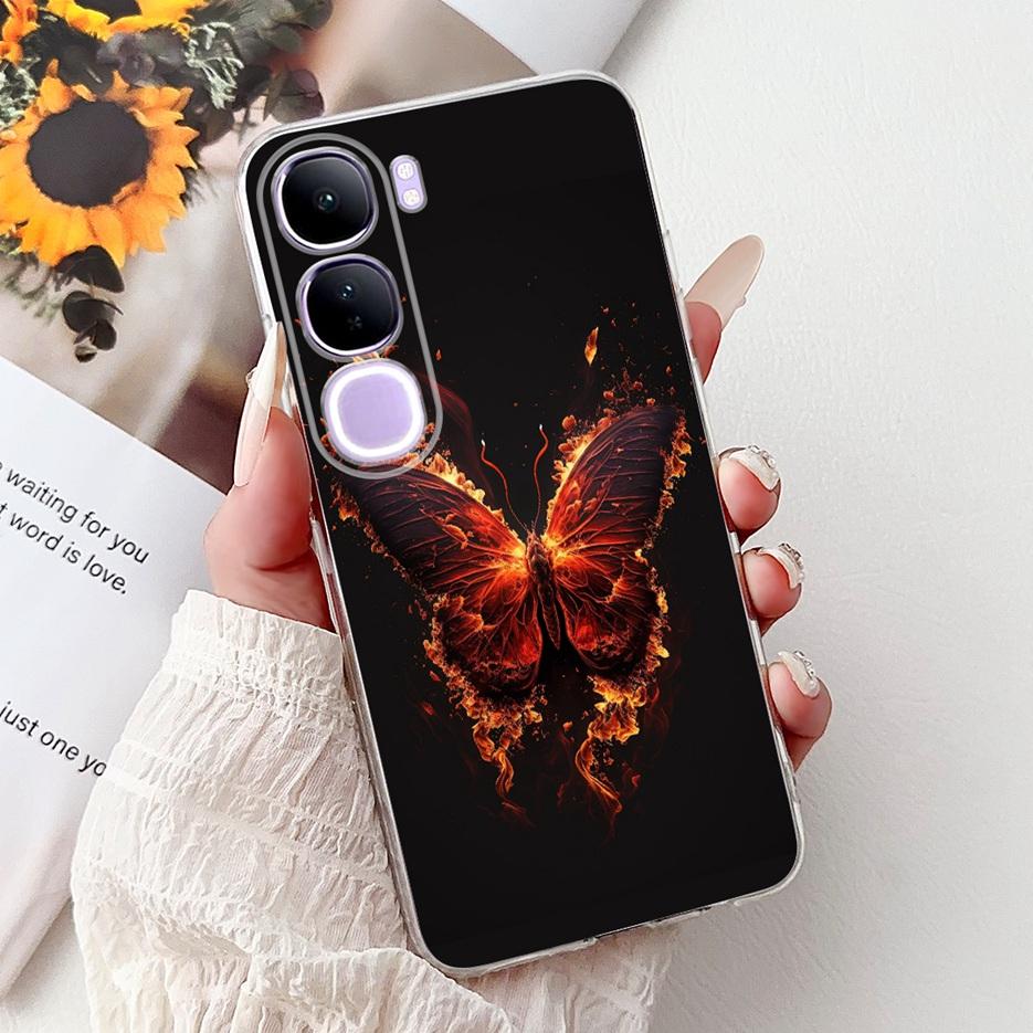 For Vivo Y200 5G Case Vivo V40 Lite Beautiful Butterfly Painted Cover Soft Slim Phone Case For Vivo Y300 Y 200 V40Lite 5G Bumper