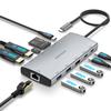 Док-станция RSHTECH 11-в-1 USB-C с 2 портами HDMI (4K@60 Гц, Один выход 8K@30 Гц, Двойной вывод на дисплей), Функция MST, быстрая зарядка PD 100 Вт