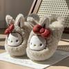 Новые милые кошачьи плюшевые тапочки-бантики с кроличьими ушками, зимние домашние плюшевые теплые нескользящие хлопковые тапочки
