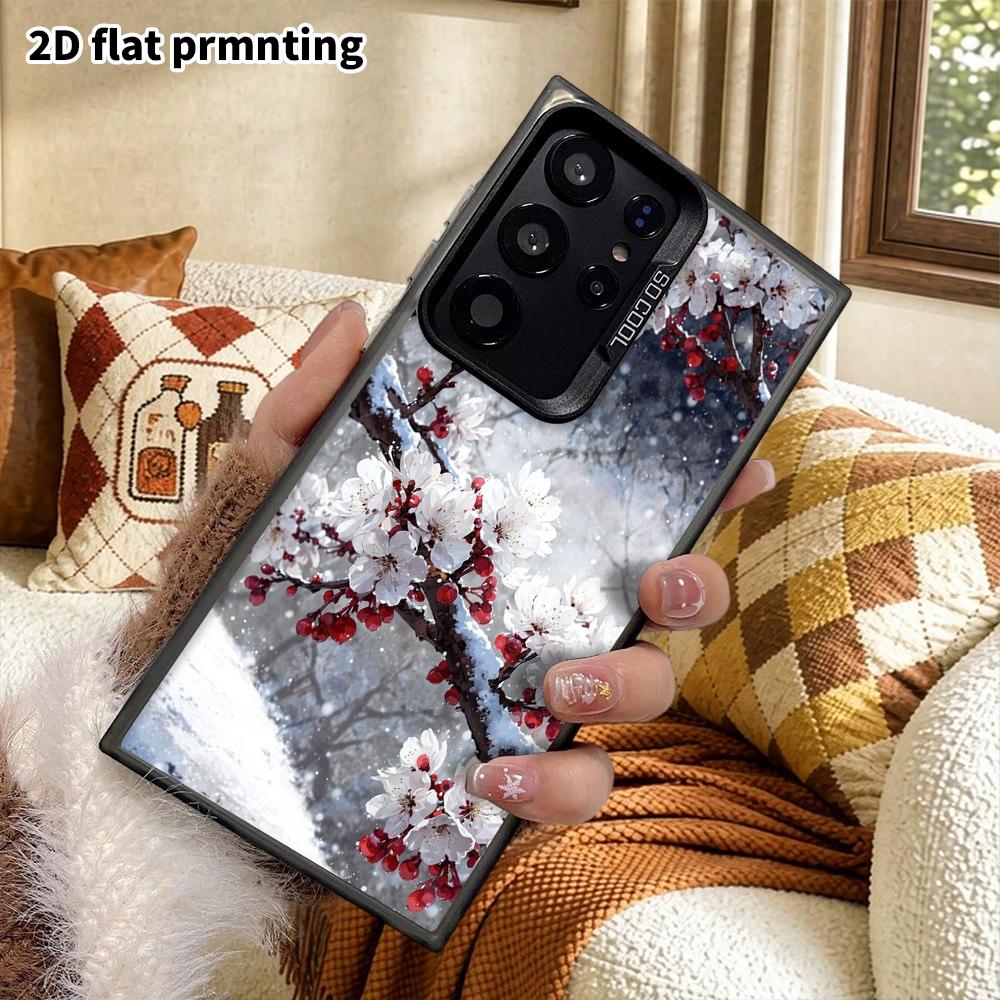 Чехол для телефона: 2D Плоский Защитный Чехол для Samsung Galaxy A34 A35 M05 M06 S20 S22 S21 FE Plus 5G, Стиль для Пары, Снег Красная Слива, Рождественский и Хэллоуинский Gi