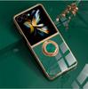 Phone Case For Samsung Galaxy Z Flip 7 flip7 Silicone Stand Beautiful plating Metal Ring Holder Cover