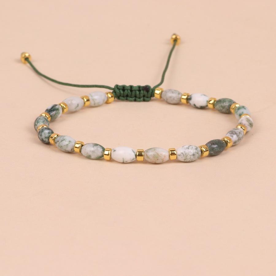 1 шт. Изящный браслет из бисера из камня для женщин, ювелирные изделия для йоги, медитации, исцеления, регулируемый плетеный браслет из богемского мохового агата