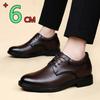 Big Size 35-47 Genuine Leather Dress Shoes Hidden Heels Elevator Shoes 6CM Height Shoes For Unisex Business Formal Wedding Shoes