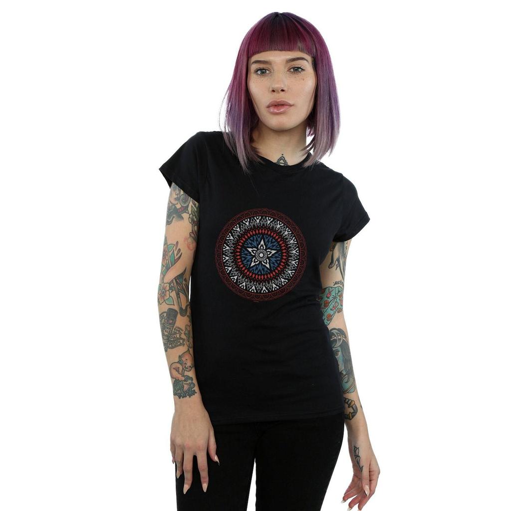 Marvel Womens/Ladies Captain America Ornamental Shield Cotton T-Shirt