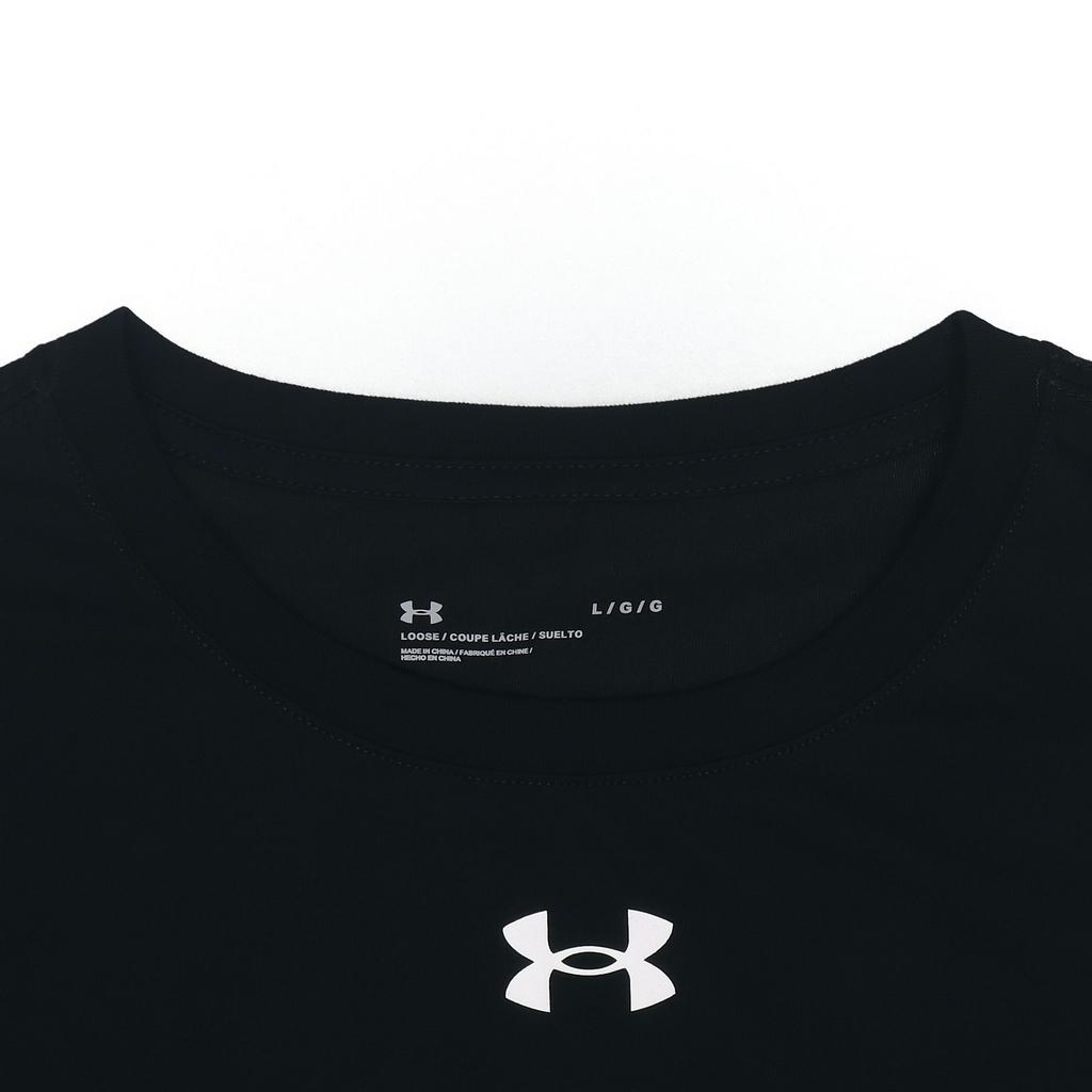 Under Armour Logo Print Crew Neck Fitted Straight-Cut Short Sleeve T-Shirt Unisex Tops Black 21500539-001