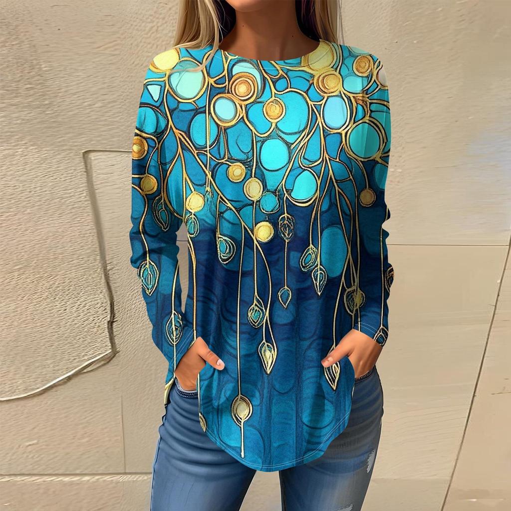 Футболки для женщин, осенние повседневные рубашки с длинным рукавом, толстовка, винтажный топ с графическим принтом, пуловер