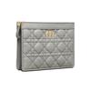 Dior Клатч Caro с клетчатым узором и металлической цепочкой из мягкой коровьей кожи, сумка через плечо, женские сумки, серый S5106UWHC-M41G